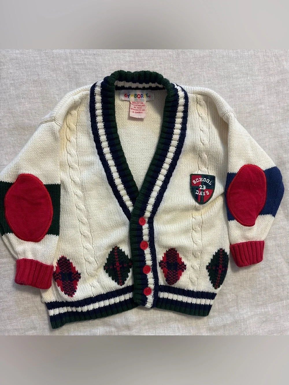 Vintage Gymboree Rainbow Tag School Days Cardigan Sweater Boy XS (2T-3T)